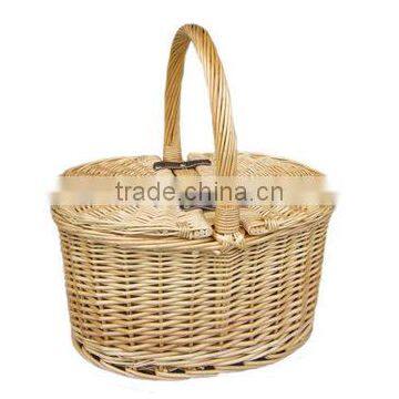 oval empty willow wicker food basket with lids with liner for gift for storage basket