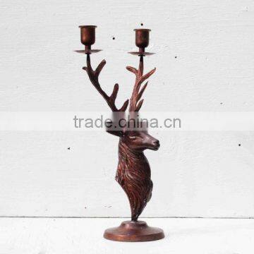 Rustic Finish Deer Candle Holder -copper antique finish