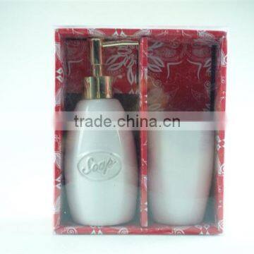 Ceramic bathroom vanity set 2 /lotion dispenser & tumbler, gold dispenser