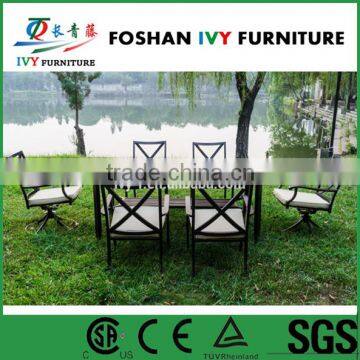 cast aluminum 8seater dining retangular table set outdoor furniture