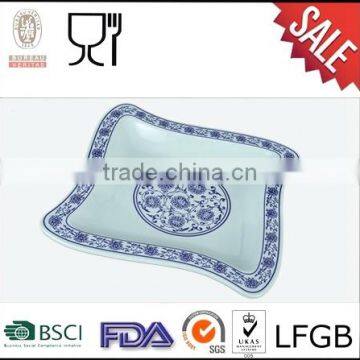 High Quality,Melamine Chinese Style Blue and White Design Square Plates