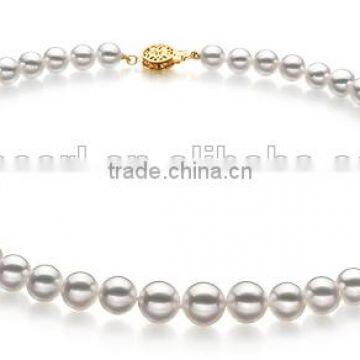 23 inches AAAA 6-9mm white color Akoya pearl beads necklace