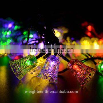 2016 Waterproof Solar powered 20LED bell shaped Fairy String Light For Wedding Party Garden Christmas Tree Decoration