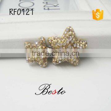 Doule star with shining rhinestone modeling shoes buckle/accessory for woman's shoes