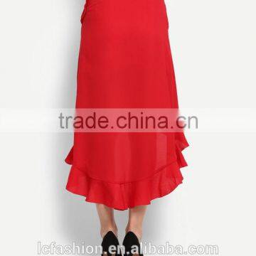 Clothing Wholesale Red Ruffles Latest Fashion Ladies Skirt Suits photo-4