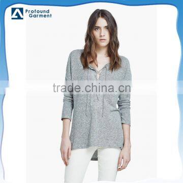 casual soft solid light gray color women long sleeve t-shirt design class blank