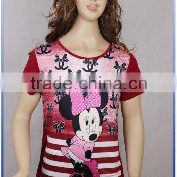 Fashion design Printing And Hot Drilling Milk Silk lady's blouse