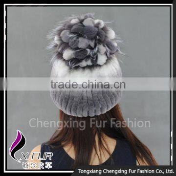 CX-C-245C Custom Cute Pom Pom Rex Rabbit Fur Beanie Hat And Cap Fur Hats photo-2