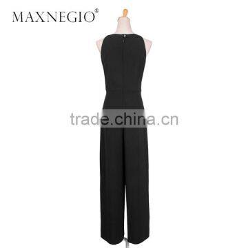 MaxNegio Brand Wholesale Fashion Chiffon 2016 Latest Design Jewel Neck Party Jumpsuit for Ladies photo-4
