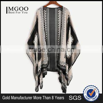 Custom Pattern Print Loose Black Tribal Print Kimono Open Front Capelet Ladies Beachwear Women photo-1