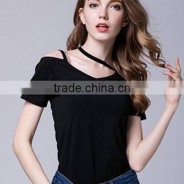 2017 summer short sleeve crew neck ladies sexy t shirt