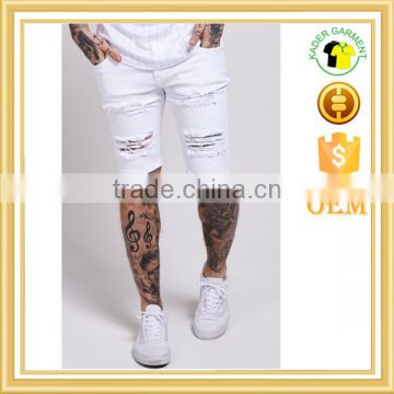 High quality stretchy mens denim shorts stylish ripped denim jeans shorts