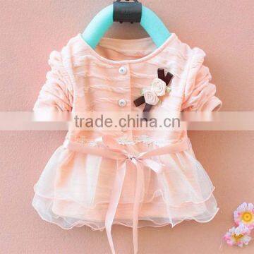 Stylish fashion lace fancy pattern cotton dresses for baby Girl 1 year