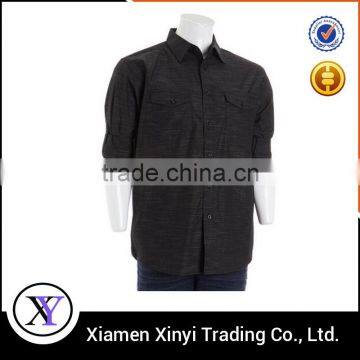 Bulk Wholesale Cheap Plain Company Logo Print Black Men Cotton Work Shirts