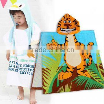 100% cotton printing kids hooded animal towel