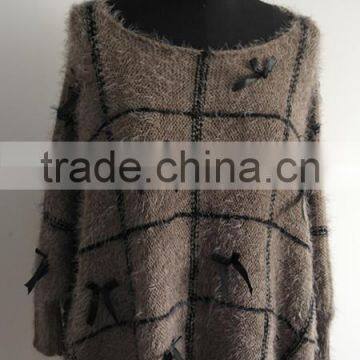 2014 Fashion Ladies Fancy Knitted Poncho Pullover