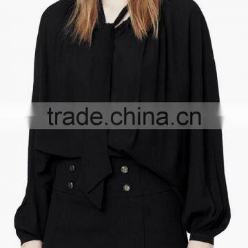 Runwaylover EY2356B Hot Sale 2017 Ladies Elegant Stand Collar Loose Blouse photo-3