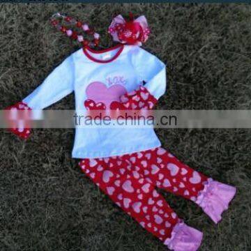 Baby Girls Top Pant Sets Heart Outfits Girls Valentines Boutique Outfits Girls Fall Boutique Outfits Wholesale Kids Clothes photo-2