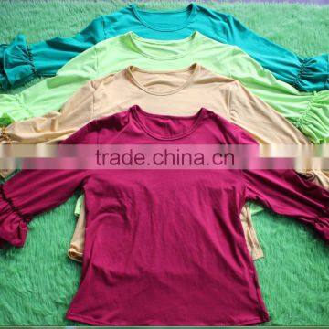 Plus Size Cotton Mom Shirts Solid Color Ruffle Top 3/4 Sleeves Lady Blouse Wholesale Mom Top Spring Summer Women Clothes