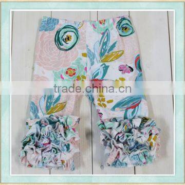 Pant shirt new style floral print ruffle pant for baby girl summer wearing