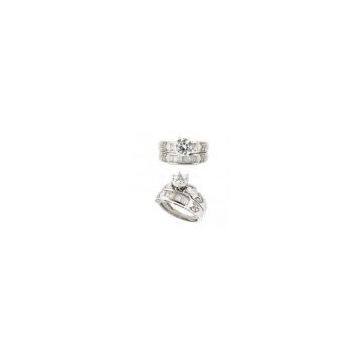 round cubic zirconia 9k gold wedding rings with cz stones inlaid of latest fashion style