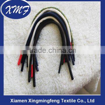 Factory price round waxed cotton shoelaces with rubber tips