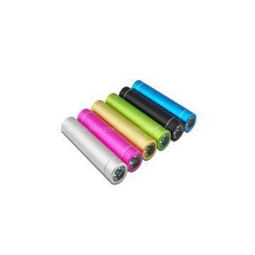 Newest Metal column mini power bank with led torch customized logo print promotional gift 2200mah