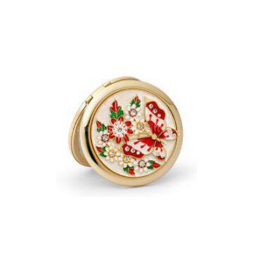 Hot sale beautiful classy enamel butterfly pocket mirror