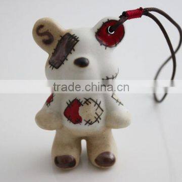 'Patch Bear' Promotion Gifts for Decorations Accessory,China Novelty Ceramic Mobile Charms,Promotional Mobile Phone Pendant