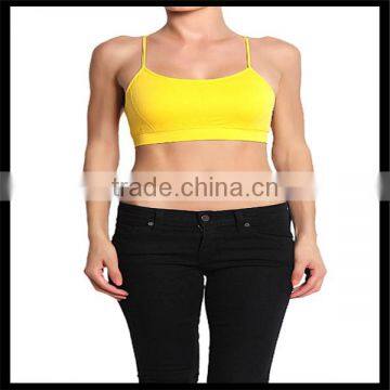 Seamless Cross Strap Back SPORTS BRA TANK TOP Stretch Bandeau Cami yellow color