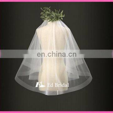 Unique Horsehair Trim One Layer Soft Tulle Fabric Short Wholesale Bridal Veil photo-3