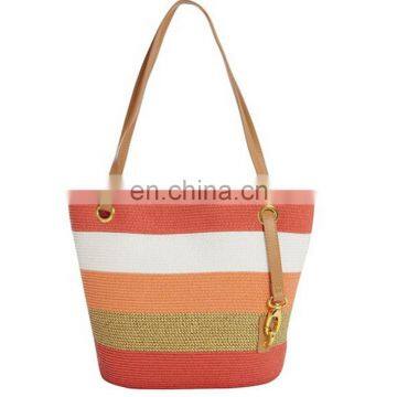 2016 Hot Summer Lady Lurex Stripe Small Tote Paper Straw Bag