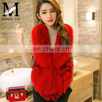 2017 Fashionable Women Real Fur Sleeveless Coat Women Genuine Fox Fur Vest photo-6