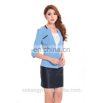 Color Combination Three Quater Sleeve Ladies Suit Fashion Design With Skirt