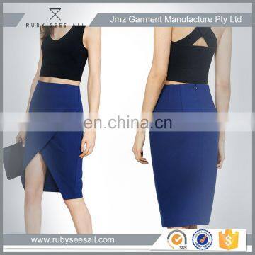 blue asymmetrical sexy fitted pencil skirt