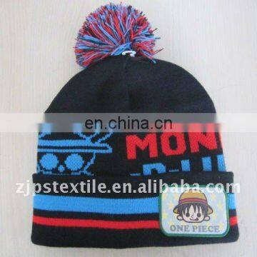 HOT SELL JAPANESE CARTOON JACQUARD EMBROIDERED KNITTED HAT