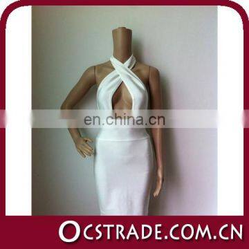 2014 hotest backless V neck bandage dress girls snow white sexy dress