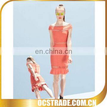 2014 special design boat neck elegant red summer dress