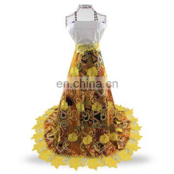 African printed wax embroidered lace latest design wax lace fabric With Stones s170721001