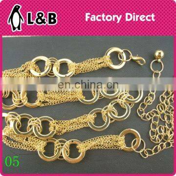 lastest Custom made lady decoration metal waist chain metal fashion jewelry waist belt