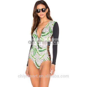 Custom printed rash guards with front zippers, women rashguards with long sleeves