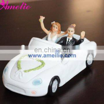 A07407 With Just Married Car Resin Cake Toppers For Wedding