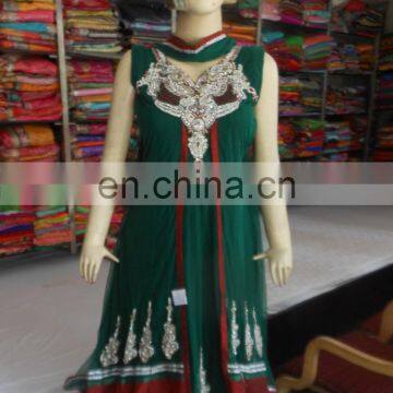 Anarkali stone work Suit Indian Pakistani Designer Party Wear Green Salwar Kameez