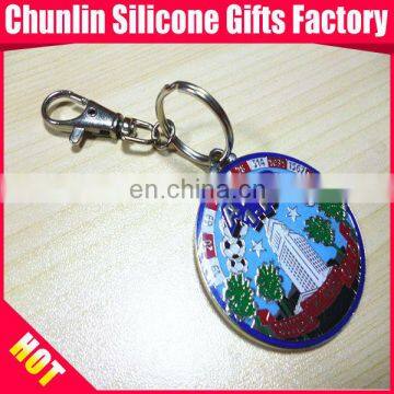 Round Printed Customized Zinc Metal Keychains for a holiday