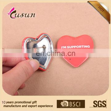 heart shaped promotional tin pin badges for wholesales