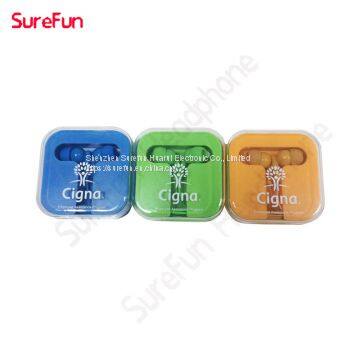 3.5mm pin in ear headphones wholesale Custom Branded printed Cheap earphone with the clients logo artwork.