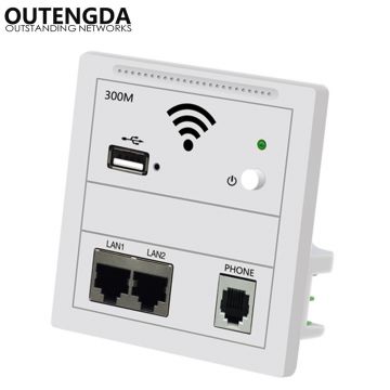 300Mbps Dual LAN ports with RJ11 phone USB 802.3af standard POE 86-type European standard in-wall access point router AC100-240V