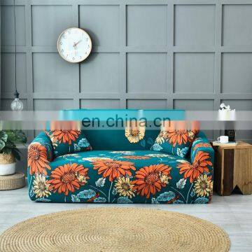 I@home Quality Full Fabric Blue Universal Elastic Floral Print Stretchable Sofa Cover Polyester photo-3