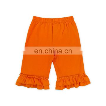 Little kids baby cotton plain long pants bloomers Girl Ruffle Capri