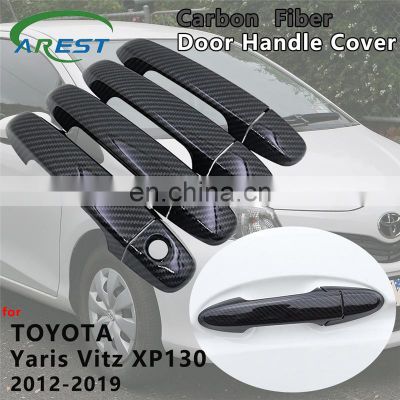 Carbon Fiber Door Handle Cover Catch Trim Car Accessories for Toyota Yaris Vitz XP130 2012 2013 2014 2015 2016 2017 2018 2019